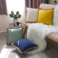 Vỏ Gối Tựa Lưng Bố Dày Viền Sợi Gai Dầu Phong Cách Âu Mỹ