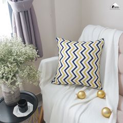 Vỏ Gối Tựa Lưng Linen Dệt Thêu Nổi Hình Học Tối Giản
