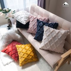 Vỏ Gối Tựa Lưng Lông Dệt Nổi Hình Học Mạng Lưới