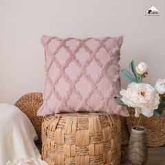 Vỏ Gối Tựa Lưng Lông Dệt Nổi Hình Học Mạng Lưới