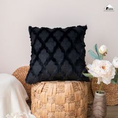 Vỏ Gối Tựa Lưng Lông Dệt Nổi Hình Học Mạng Lưới