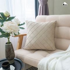 Vỏ Gối Tựa Lưng Nhung Hà Lan Dập Vân Kim Cương Trơn Màu