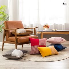 Vỏ Gối Tựa Lưng Nhung Phối Màu Tương Phản Ziczac