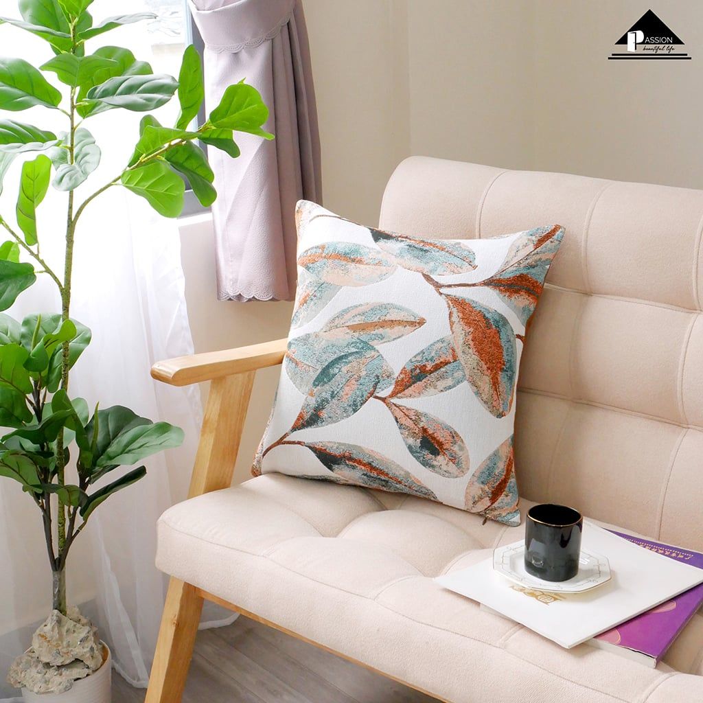 Vỏ Gối Tựa Lưng Nhuộm Sợi Phong Cách Ý Gối Sọc Phối Lá Bắc Âu