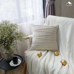Vỏ Gối Tựa Lưng Sofa Trang Trí Nhung Dập Sọc Ziczac