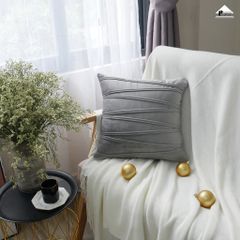 Vỏ Gối Tựa Lưng Sofa Trang Trí Nhung Dập Sọc Ziczac