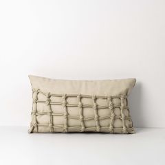 Vỏ Gối Tựa Lưng Sofa Vuông Dệt Thủ Công Cao Cấp Tua Rua Tông Nâu Nhạt