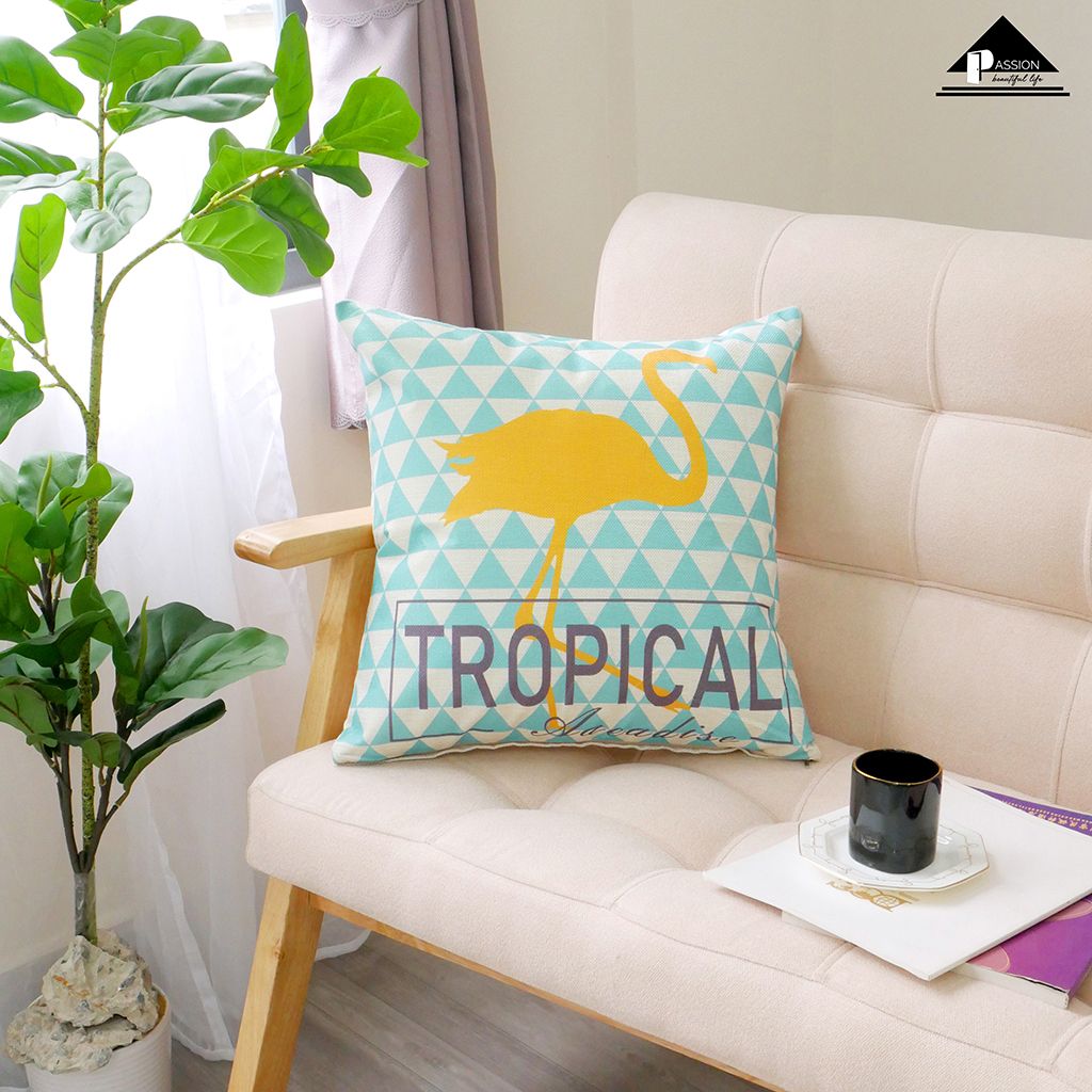 Vỏ Gối Tựa Lưng Sofa Xanh Ngọc Tropical