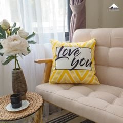 Vỏ Gối Tựa Lưng Trang Trí Bắc Âu Sọc Vàng In Màu 2 Mặt