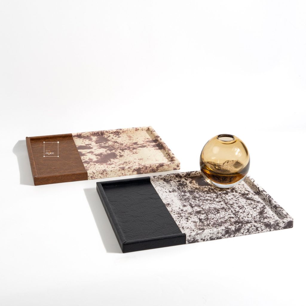 Khay Da In Phối Lông Ngựa Trang Trí Cao Cấp