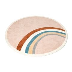 Thảm Tròn Sợi Lông Ngắn Cao Cấp Họa Tiết Tròn Viền Cầu Vồng