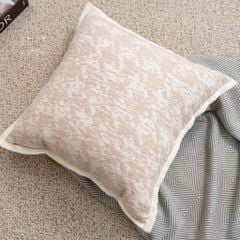 Vỏ Gối Tựa Lưng Dệt Nổi Hoa Be Hồng Nữ Tính