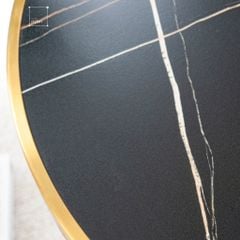 Bàn Trà Side Table Bàn Nhỏ Góc Phòng Đá Phối Kim Loại Phong Cách Ý Đá Kiểu Xòe Đen