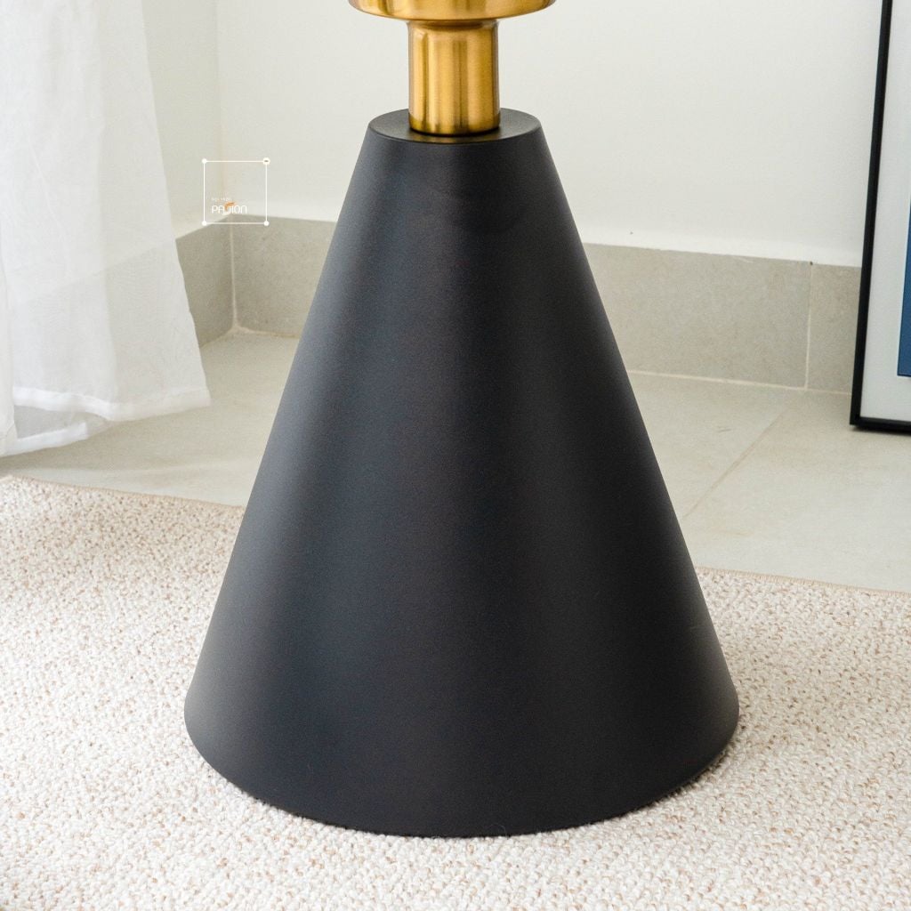 Bàn Trà Side Table Bàn Nhỏ Góc Phòng Đá Phối Kim Loại Phong Cách Ý Đá Kiểu Xòe Đen