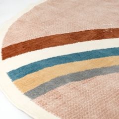 Thảm Tròn Sợi Lông Ngắn Cao Cấp Họa Tiết Tròn Viền Cầu Vồng