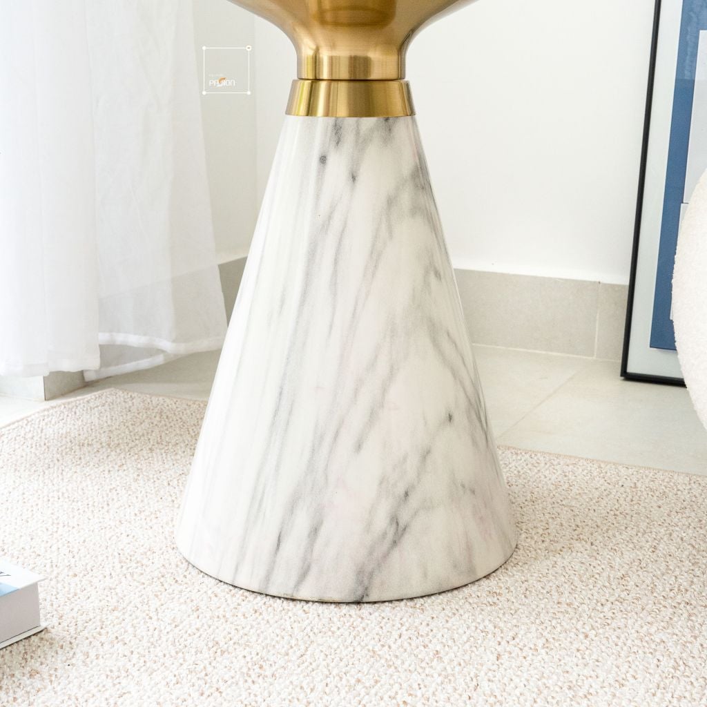 Bàn Trà Side Table Bàn Nhỏ Góc Phòng Đá Phối Kim Loại Phong Cách Ý Đá Kiểu Chân Xòe