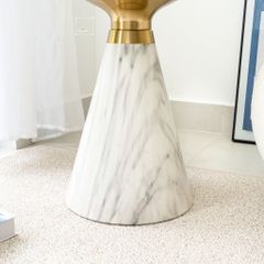 Bàn Trà Side Table Bàn Nhỏ Góc Phòng Đá Phối Kim Loại Phong Cách Ý Đá Kiểu Chân Xòe