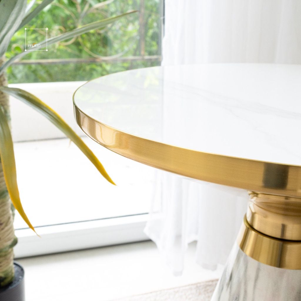 Bàn Trà Side Table Bàn Nhỏ Góc Phòng Đá Phối Kim Loại Phong Cách Ý Đá Kiểu Chân Xòe