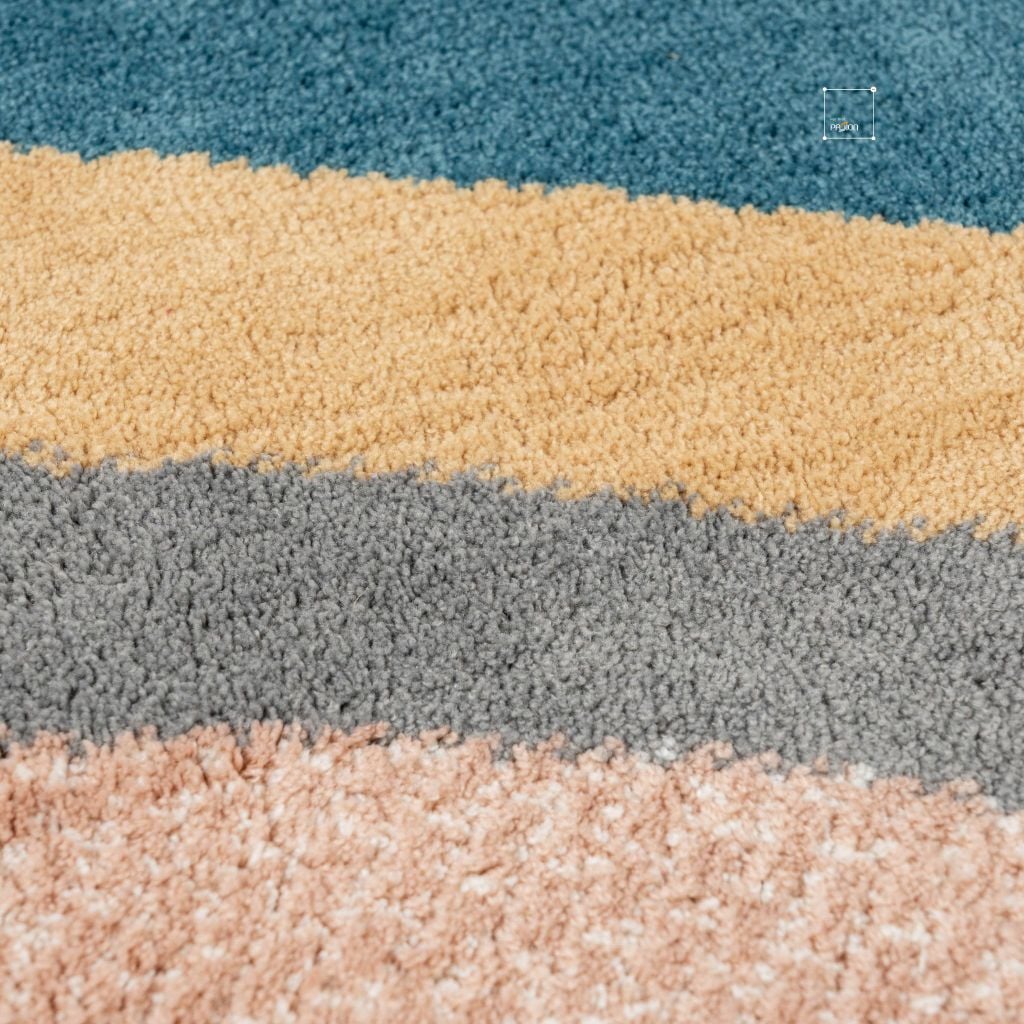 Thảm Tròn Sợi Lông Ngắn Cao Cấp Họa Tiết Tròn Viền Cầu Vồng