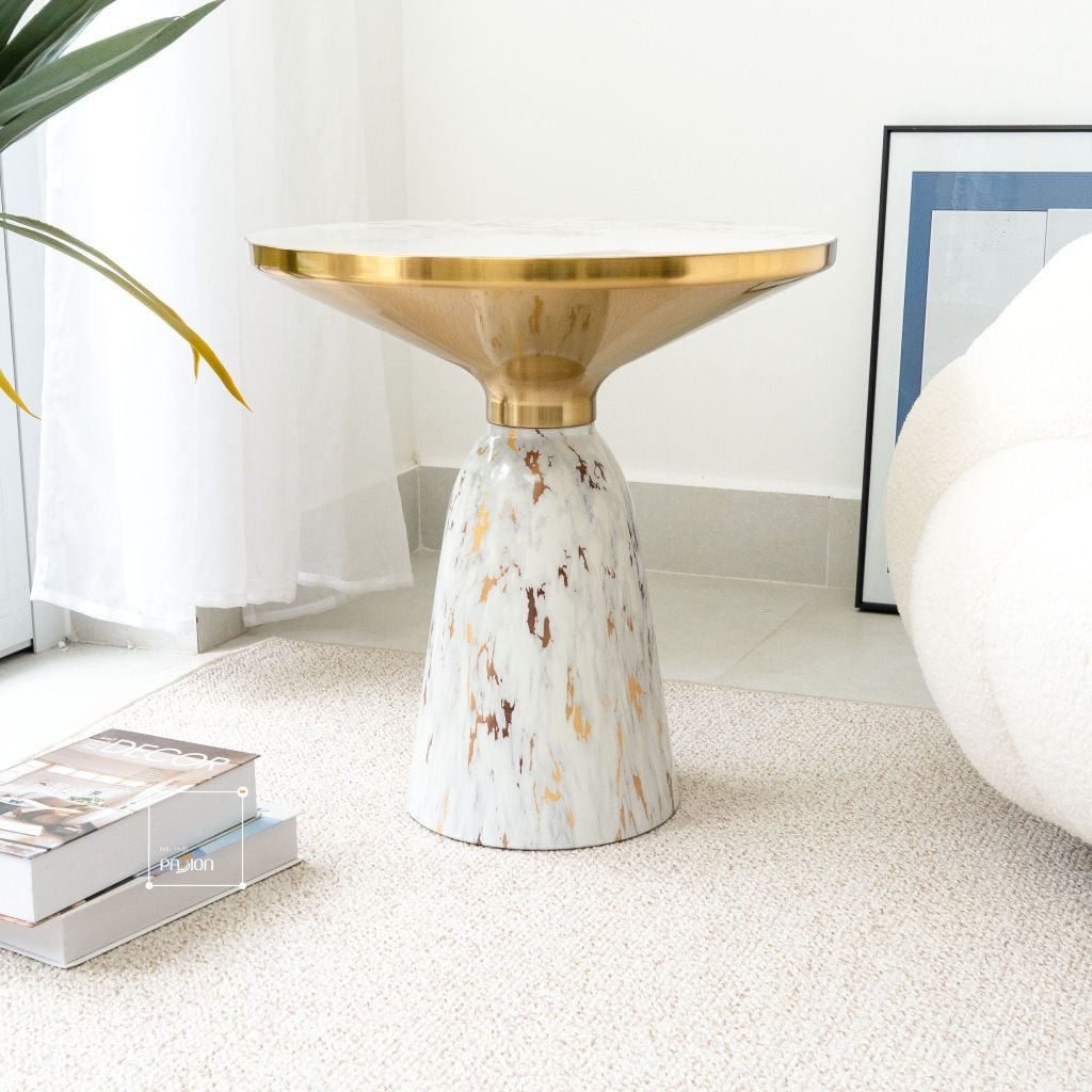 Bàn Trà Side Table Bàn Nhỏ Góc Phòng Hiện Đại Kiểu Ý Trụ Đá
