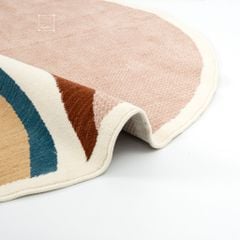 Thảm Tròn Sợi Lông Ngắn Cao Cấp Họa Tiết Tròn Viền Cầu Vồng