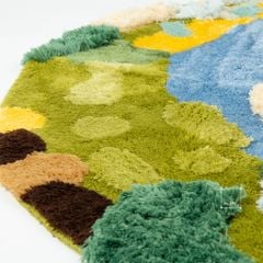 Thảm Tròn Dệt Sợi 3D Hình Không Gian Núi Rừng 100cm