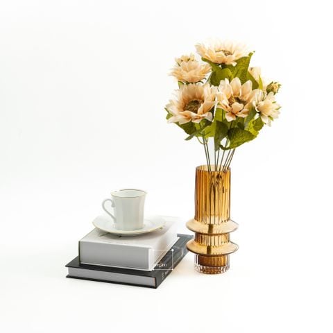 Bình Hoa Thủy Tinh Nâu Phong Cách Tháp Tầng