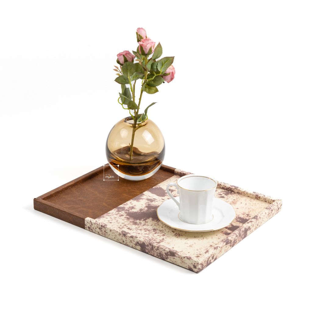 Khay Da In Phối Lông Ngựa Trang Trí Cao Cấp