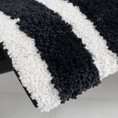 Thảm Lau Chân Dệt Lông Siêu Thấm Decor Các Vị Trí Trong Nhà Sọc Đen
