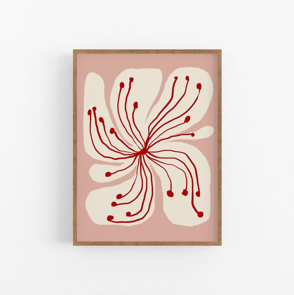 Tranh Trừu Tượng Botanical Pink Red
