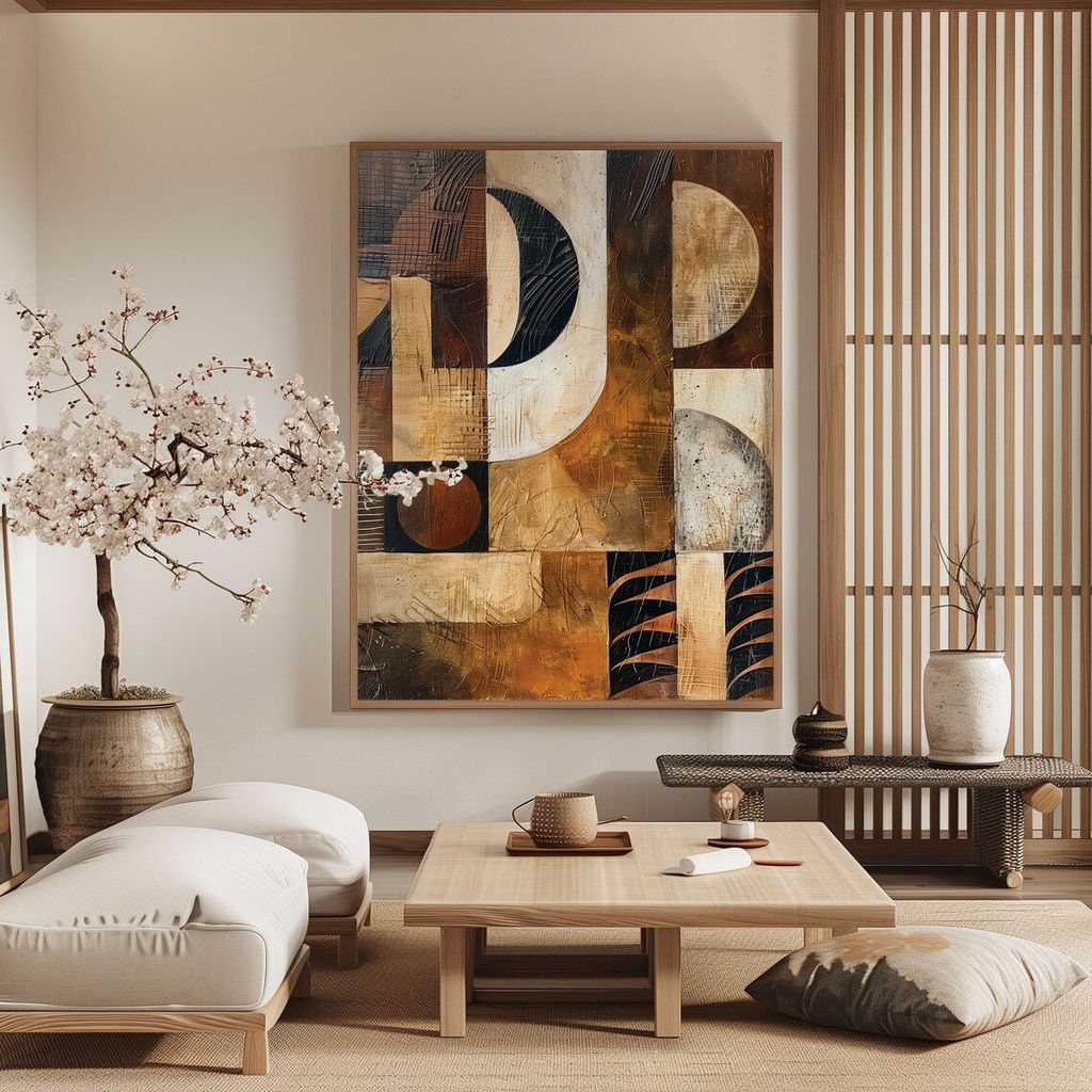 Tranh Treo Tường Phong Cách Japandi Nâu Đất