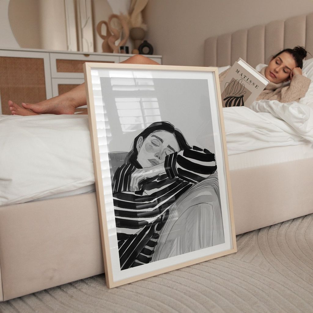 Tranh Trừu Tượng Cô Gái Suy Tư Hiện Đại