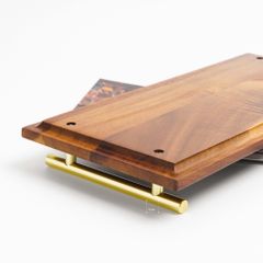 Khay Gỗ Có Tay Cầm Kim Loại Trưng Bày Bánh Và Thức Ăn Bàn Tiệc
