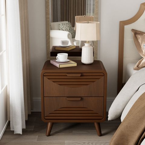 Tủ Đầu Giường Gỗ Nâu Sọc Ngang Vintage
