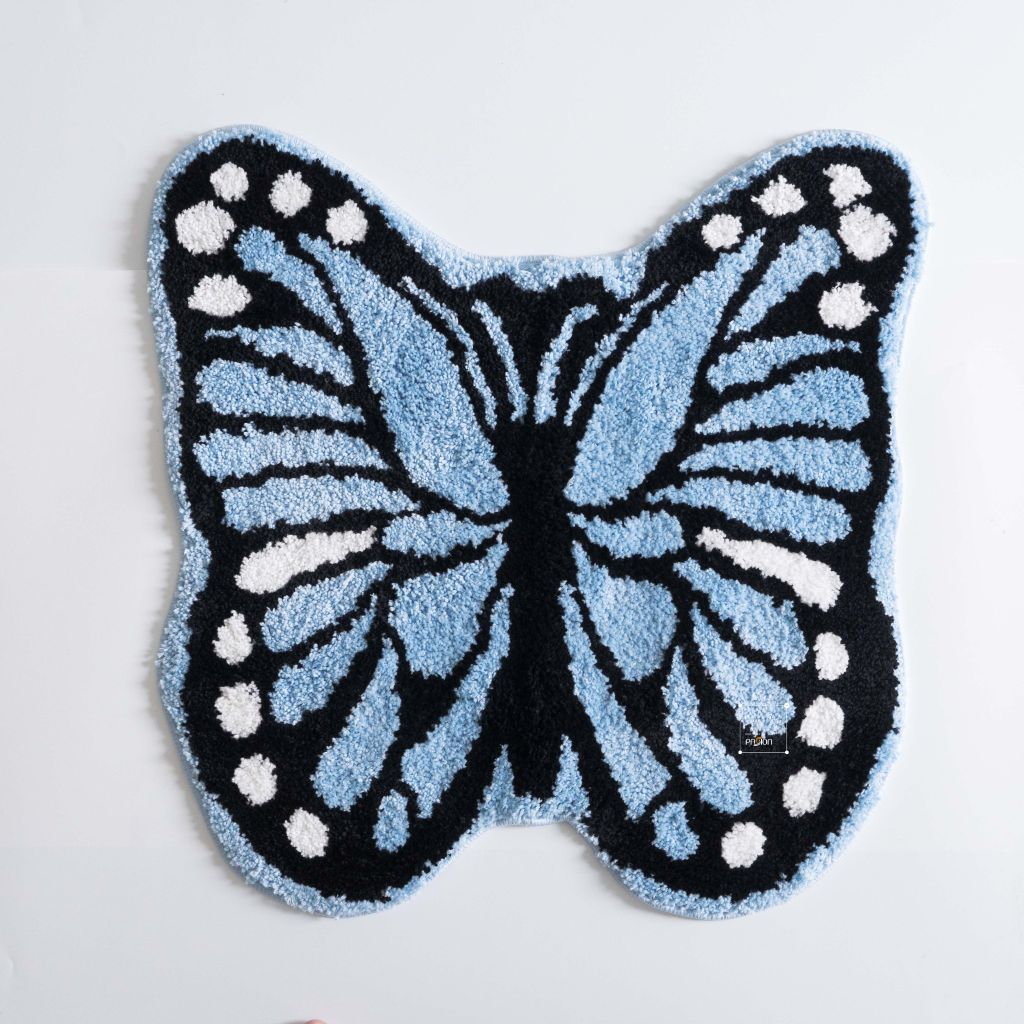 Thảm Lau Chân Dệt Lông Siêu Thấm Decor Các Vị Trí Trong Nhà Bướm Xanh