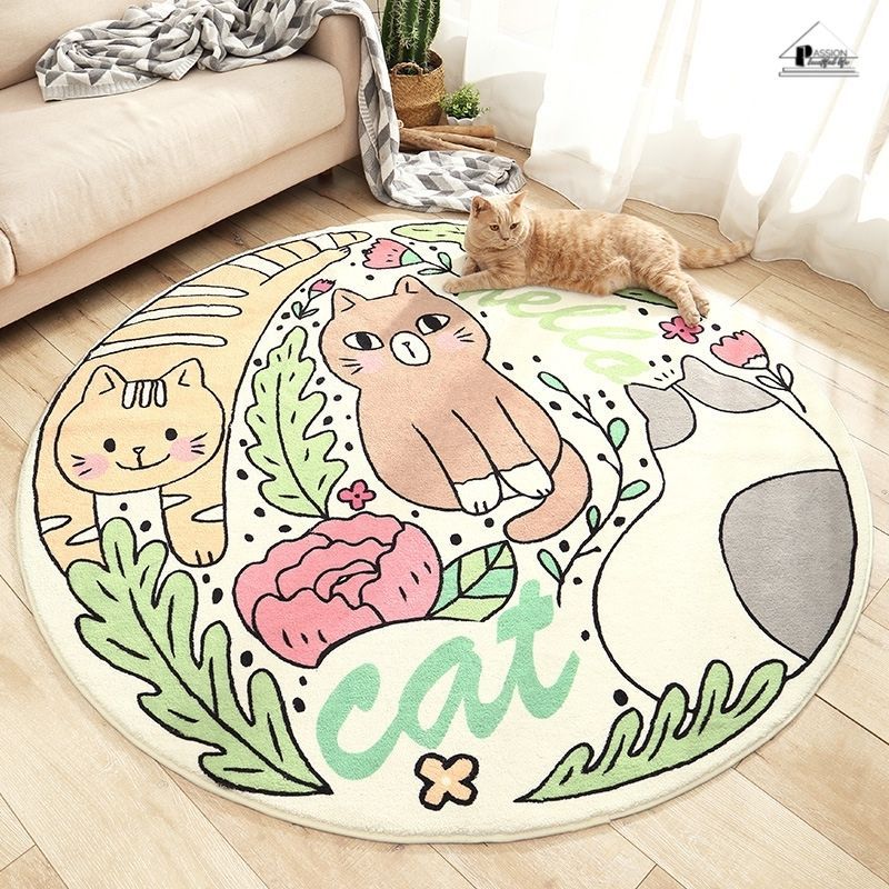 Thảm Tròn Lông Cừu Size Lớn 120x120cm Trang Trí Phòng Khách Phòng Ngủ