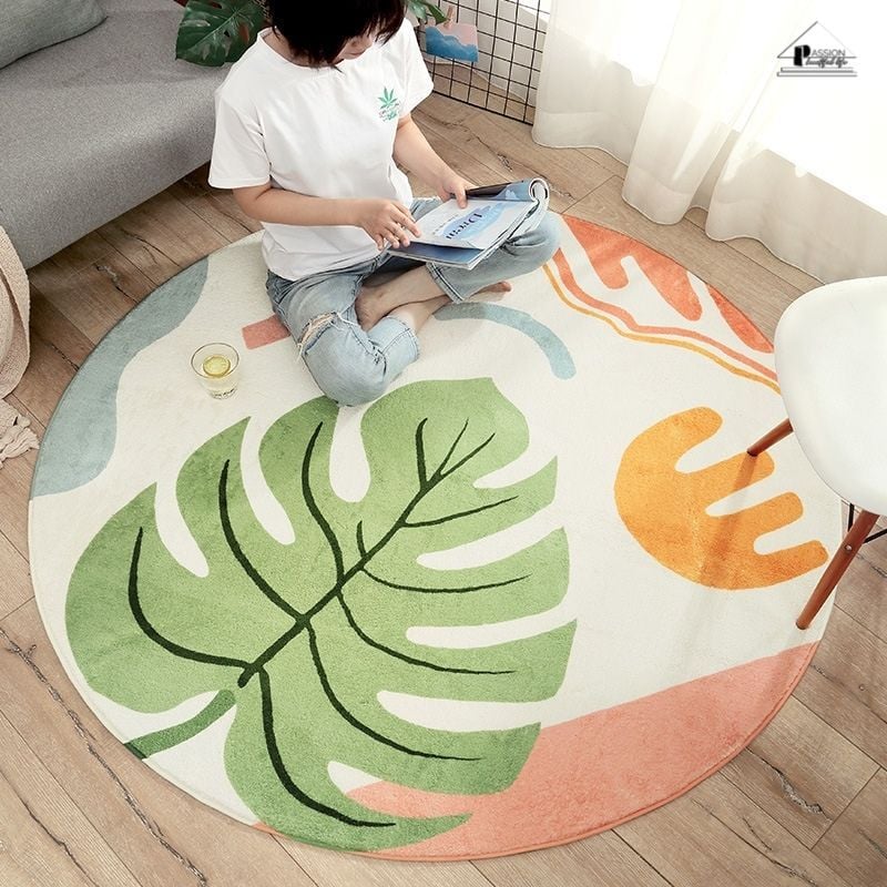 Thảm Tròn Lông Cừu Size Lớn 120x120cm Trang Trí Phòng Khách Phòng Ngủ