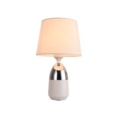 Đèn Bàn Trắng Chân Trụ Tròn Nhỏ Phối Bạc