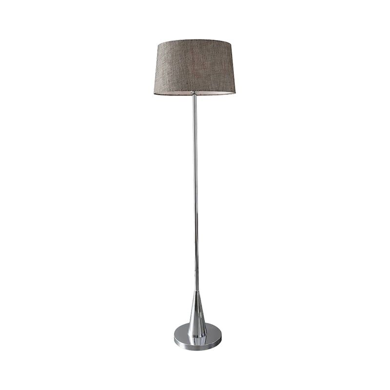 Đèn Sàn Đứng Chân Kim Loại Bạc Chao Nâu Hiện Đại