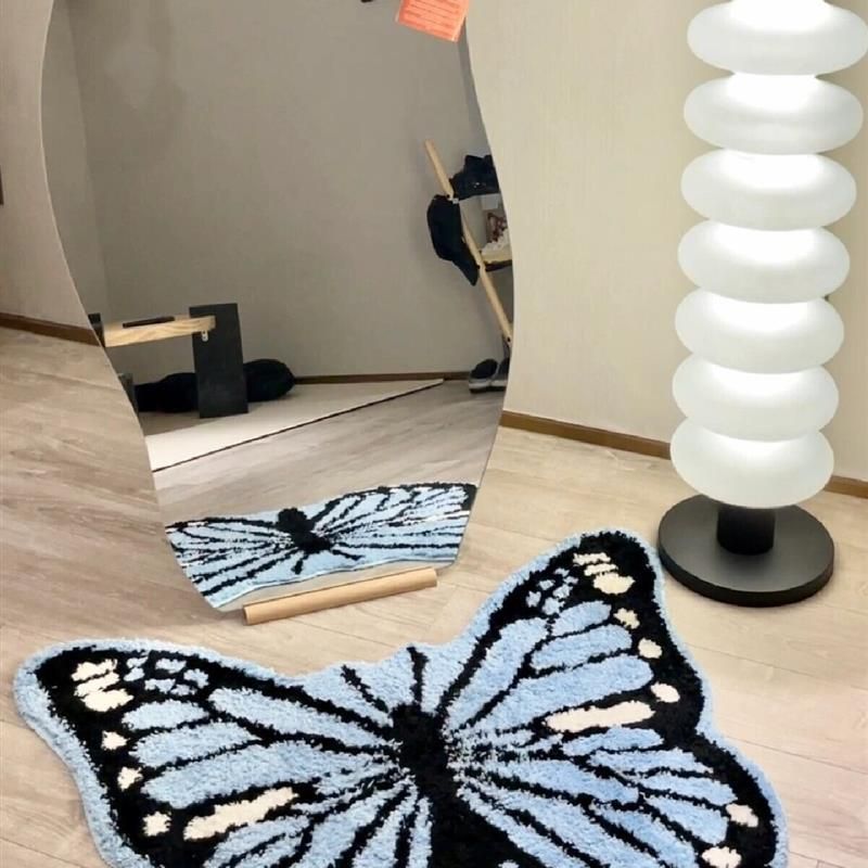 Thảm Lau Chân Dệt Lông Siêu Thấm Decor Các Vị Trí Trong Nhà Bướm Xanh