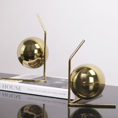 Chặn Sách Hình Khối Tròn Đối Xứng Kim Loại Vàng