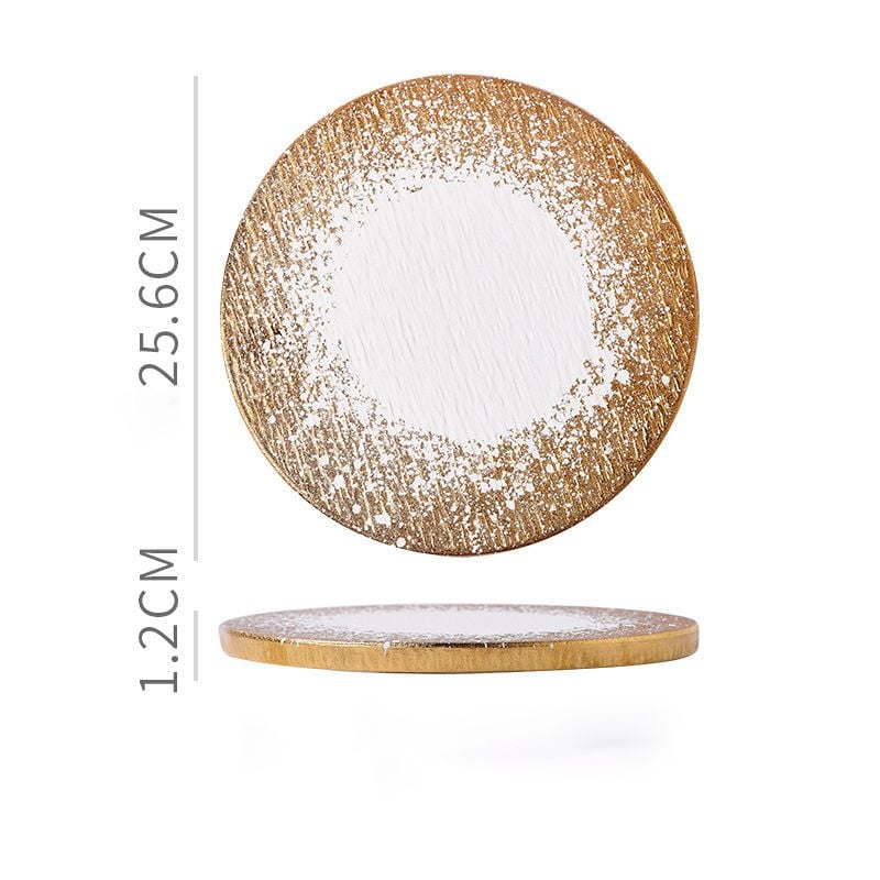 Dĩa Ăn Đá Gốm Màu Vàng Loang Hình Tròn Vuông