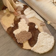 Thảm Chân Giường Dệt Nổi Maillard Tông Nâu