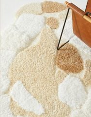Thảm Lông Len Dệt Thủ Công Décor Chân Giường Họa Tiết Nâu Be