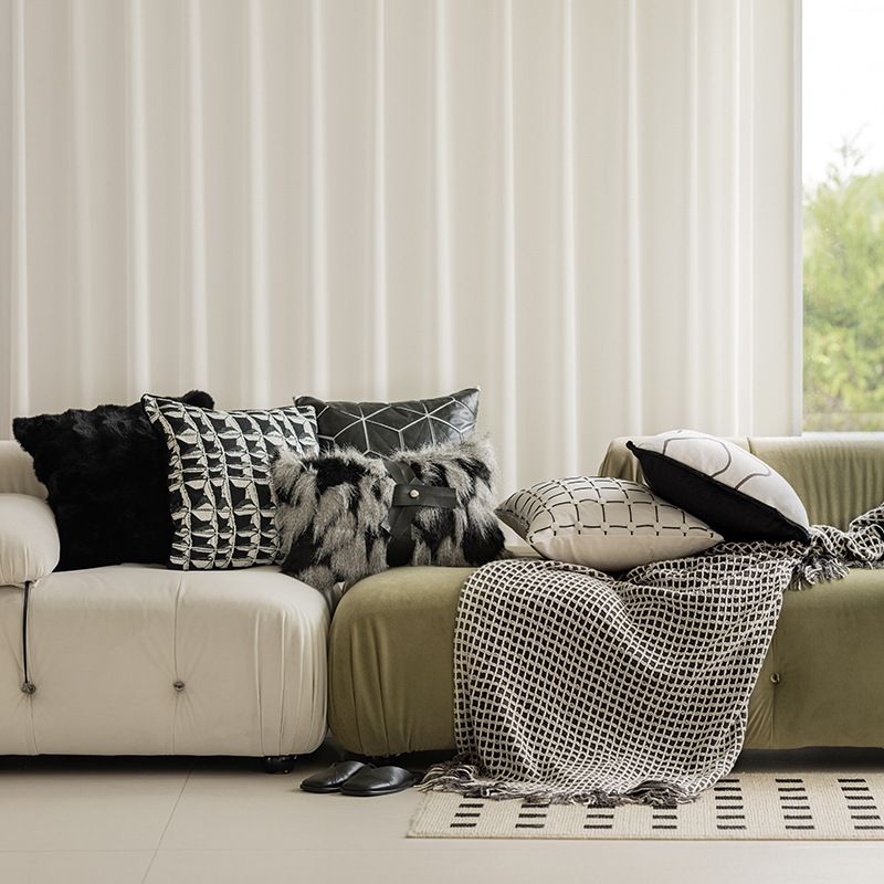 Vỏ Gối Tựa Lưng Trắng Đen Phong Cách Bắc Âu Tối Giản