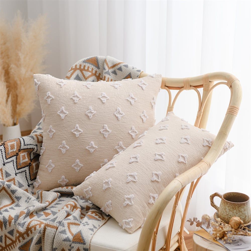 Set Vỏ Gối Tựa Lưng Phong Cách Nâu Be Tối Giản - Set 11