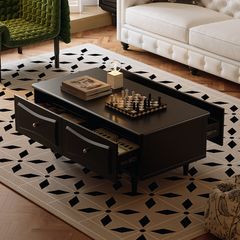 Bàn Trà Kiểu Tủ 4 Ngăn Kéo Phong Cách Bán Cổ Điển