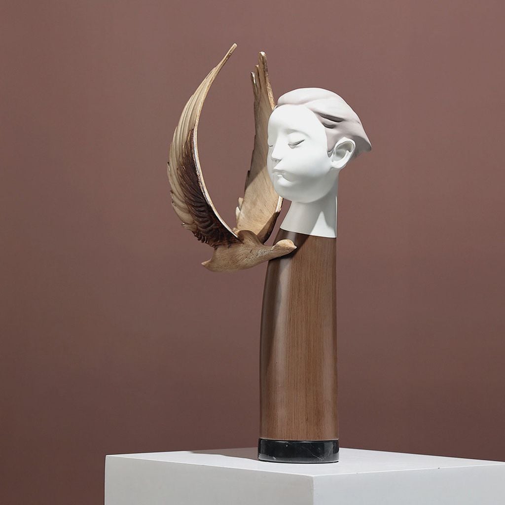 Tượng Trang Trí Thiên Thần Ảo Ảnh Phong Cách Nâu Wabi Sabi