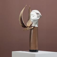 Tượng Trang Trí Thiên Thần Ảo Ảnh Phong Cách Nâu Wabi Sabi