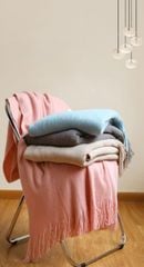 Chăn Thun Đan Len Dệt Kim Màu Trơn Phủ Ghế Sofa Phủ Giường Gelli